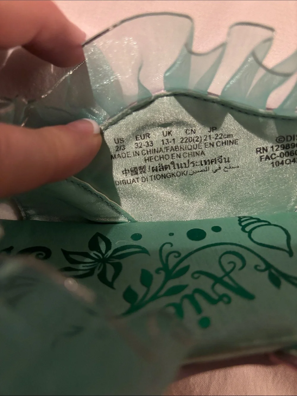 NWT Disney Ariel Iridescent Pink and Teal costume shoes